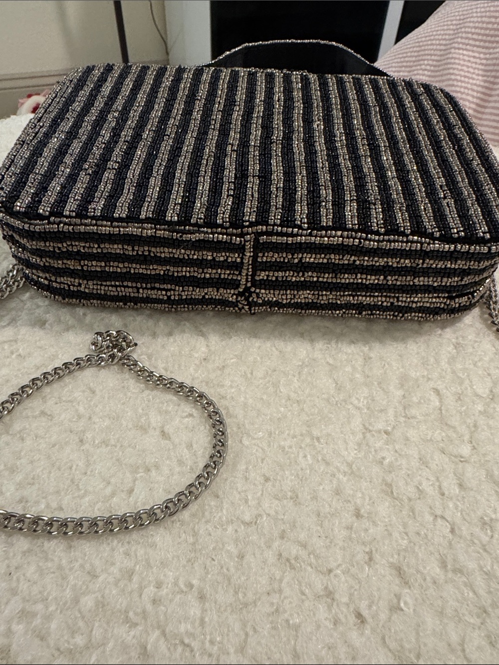 Beaded Travel Patchwork Crossbody Bag in Black - Picture 5 of 8